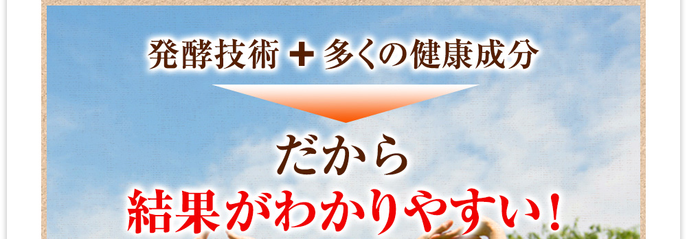 発酵技術+多くの健康成分　だから結果がわかりやすい!